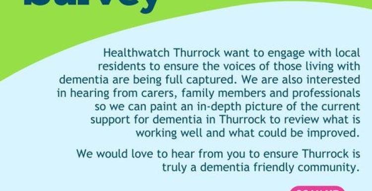 Healthwatch Thurrock Dementia Survey graphic