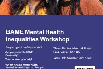 BAME Mental Health Inequalities Workshop