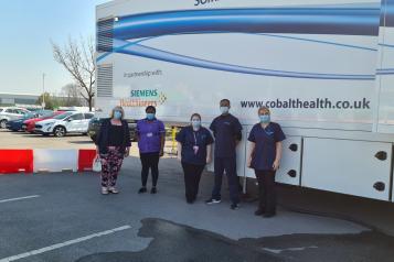 Kim James and team outside the unit